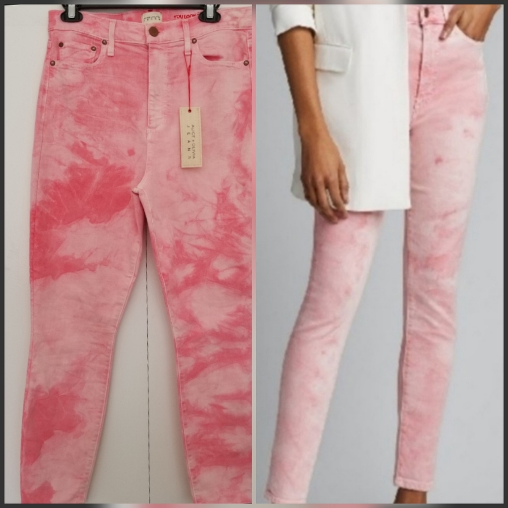 Alice + Olivia Pink Wash High Rise Crop